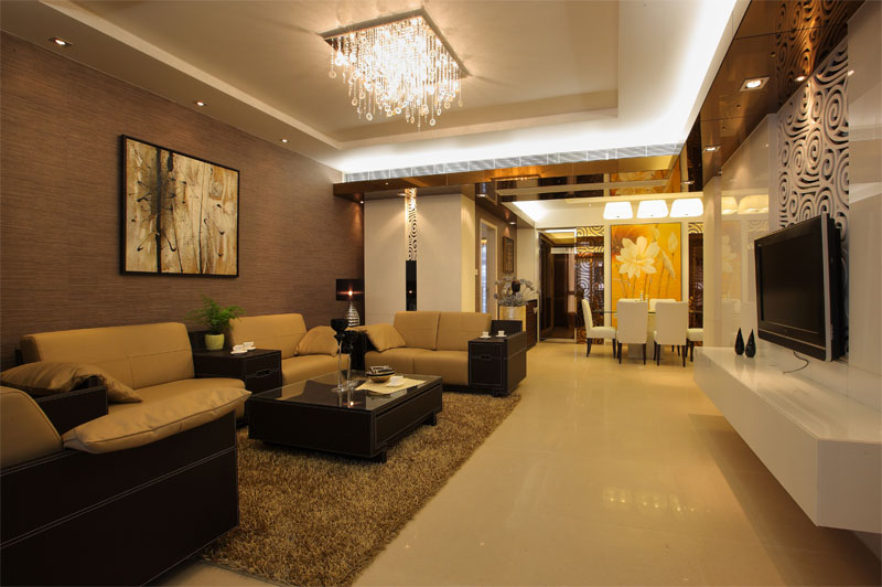 宝山区中环国际公寓90平现代简约风格两房两厅装修效果图
