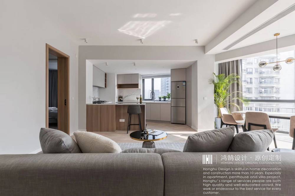 徐汇区金碧公寓92平现代简约风格两室户装修效果图