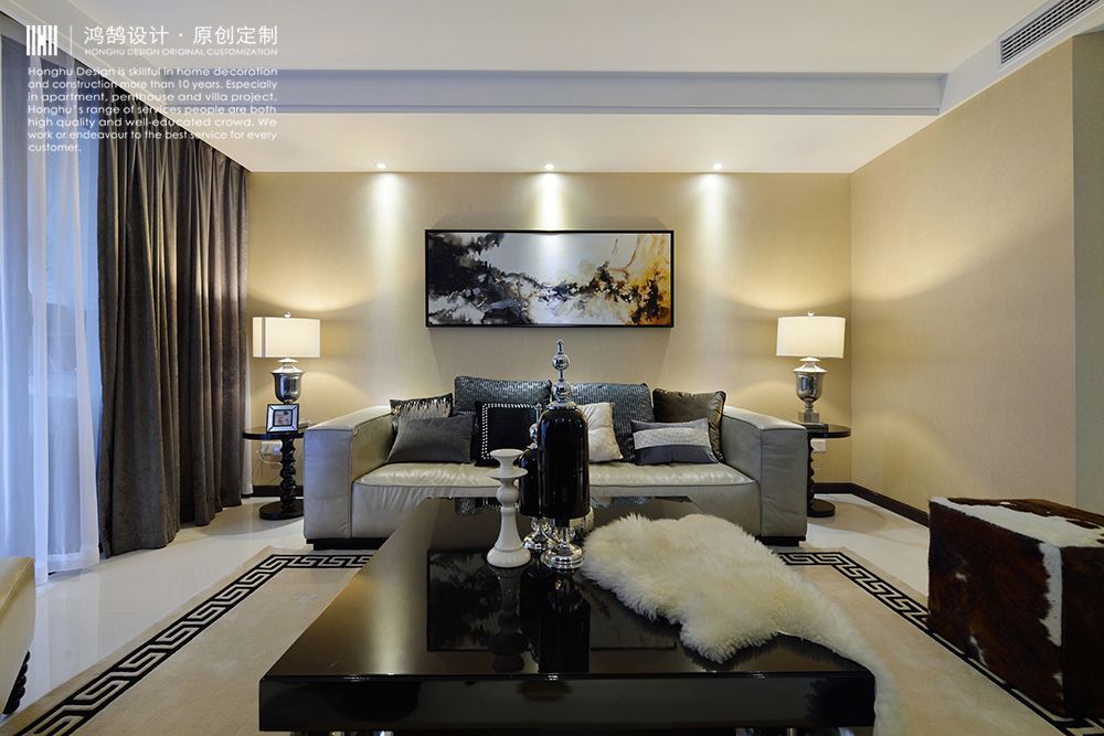 普陀区新湖明珠城120平现代简约风格三室户装修效果图