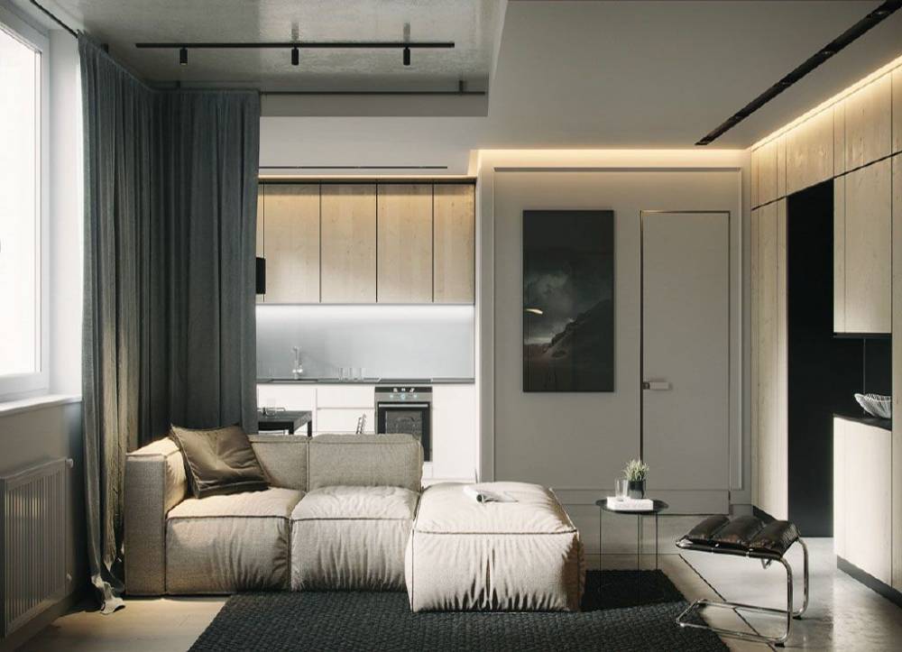 徐汇区华侨公寓58平米平现代简约风格一室户装修效果图