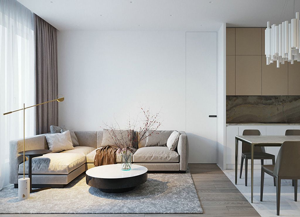普陀区康泰公寓56平现代简约风格一室户装修效果图