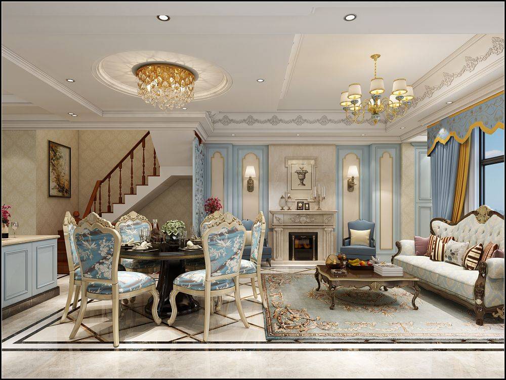嘉定区上海庄园260平美式风格别墅装修效果图