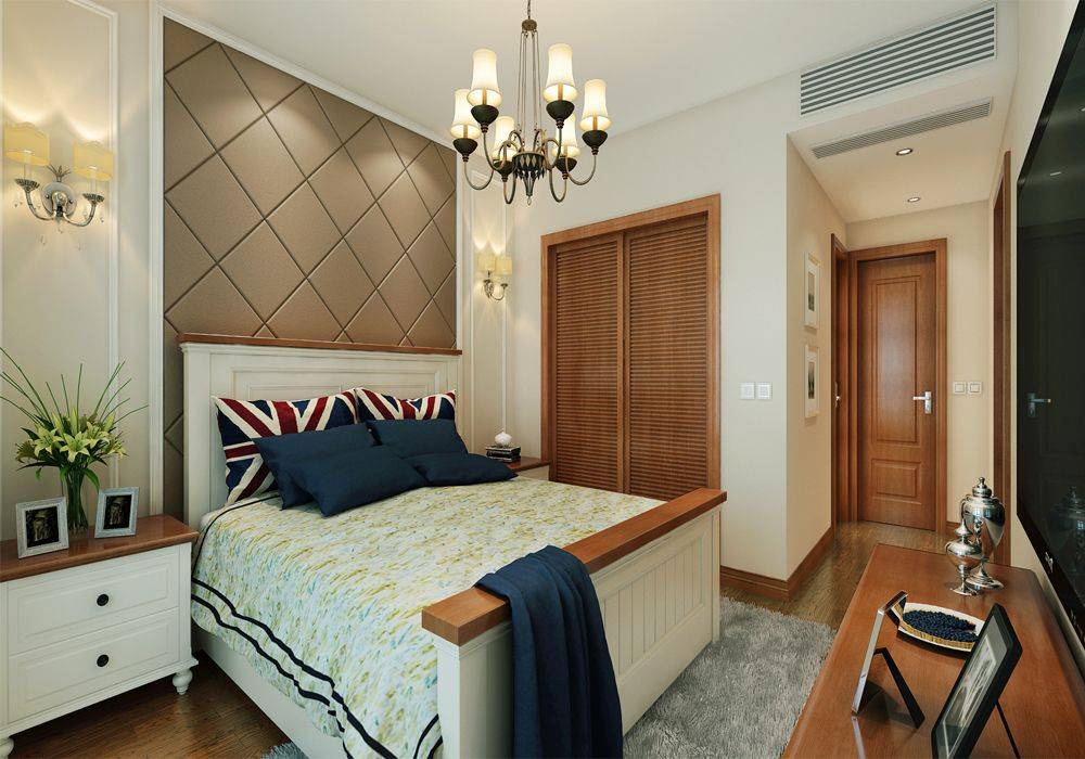 虹口区香港丽园130平美式风格三室户装修效果图