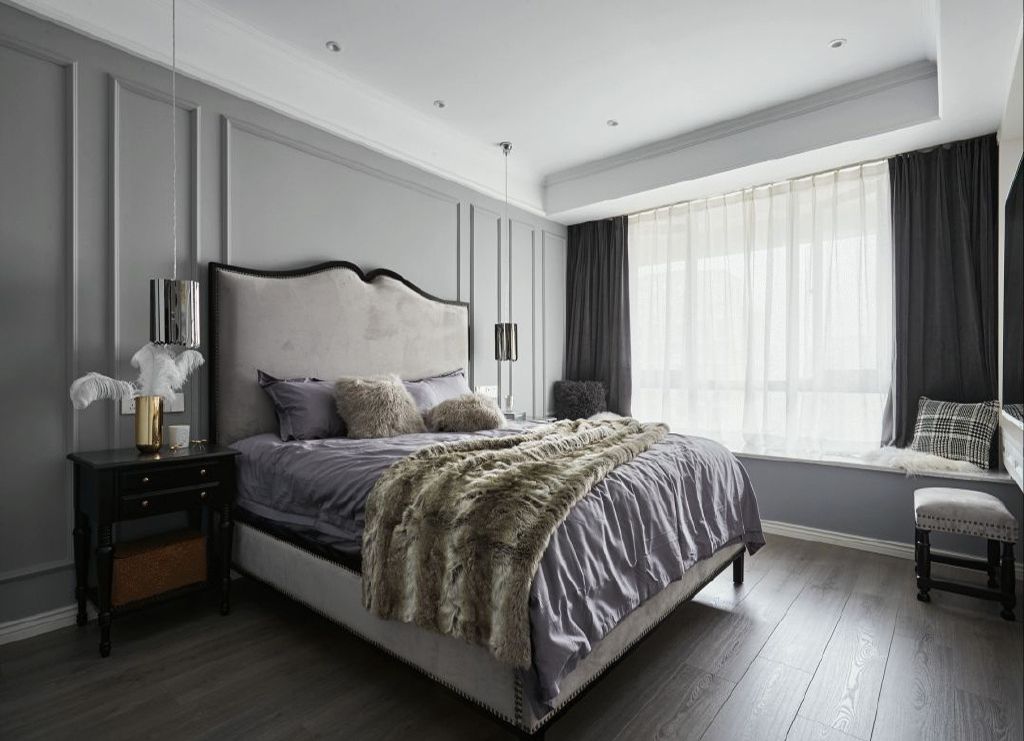 普陀区海富公寓106平美式风格三室户装修效果图