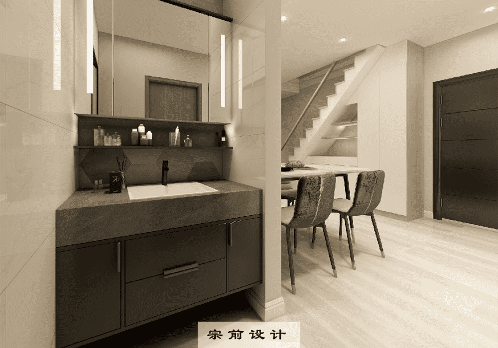 虹口区良辰美景公寓120平现代简约风格复式装修效果图