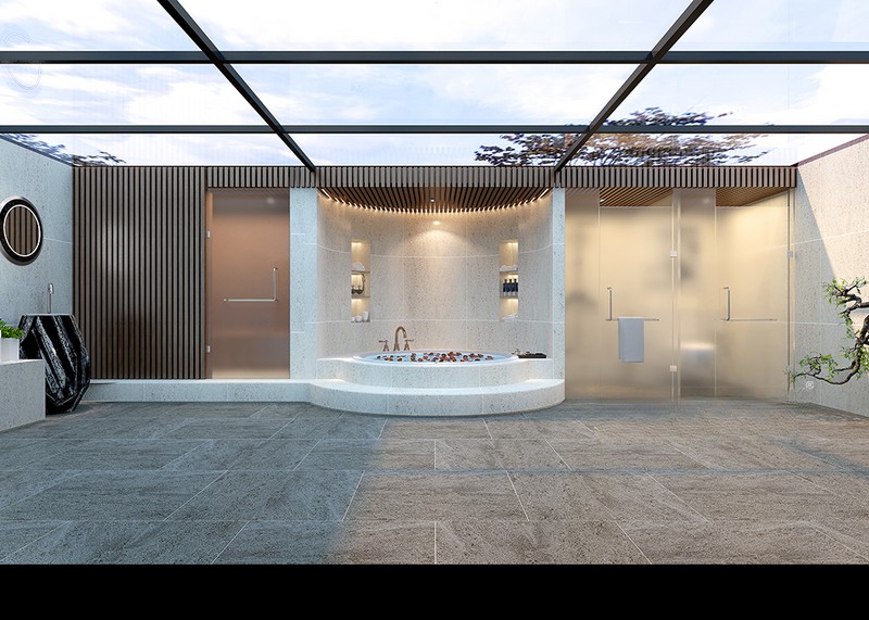 上海湖畔佳苑577平新中式风格别墅卫生间装修效果图