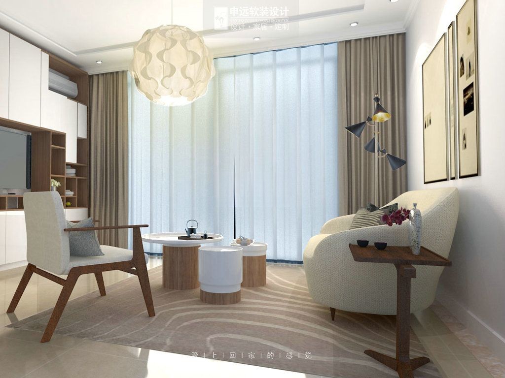 闵行区万源城122平现代风格公寓客厅装修效果图
