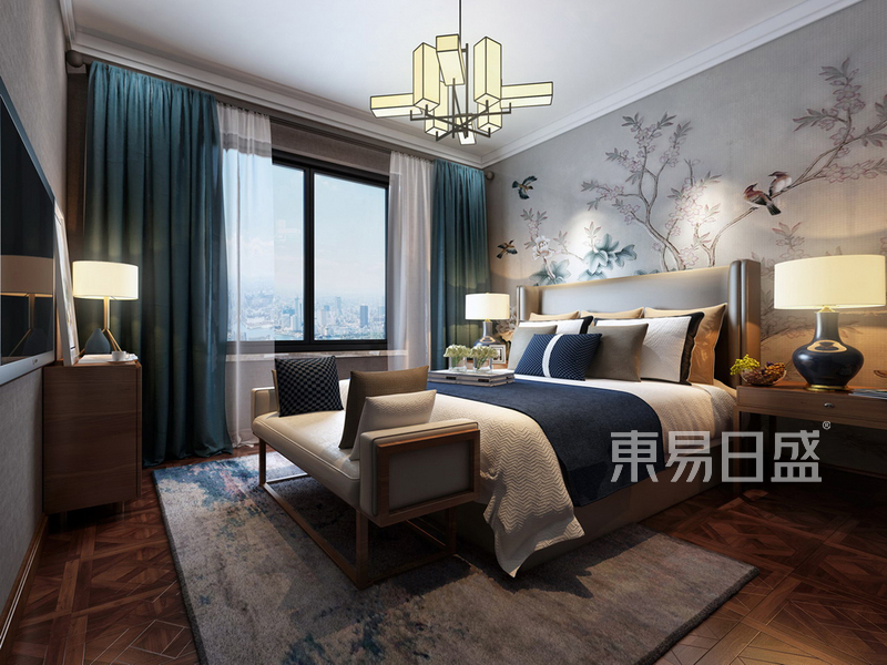 上海明园森林都市144平混搭风格住宅卧室装修效果图