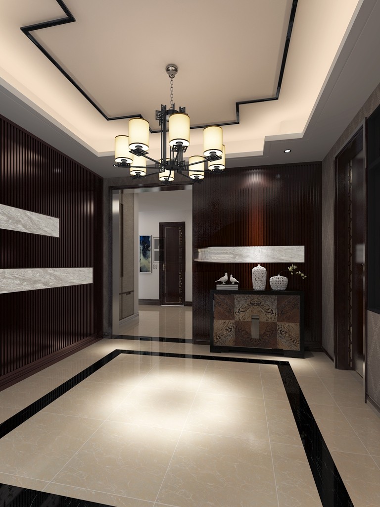 嘉定区绿洲香格丽430平新中式风格联排别墅客厅装修效果图