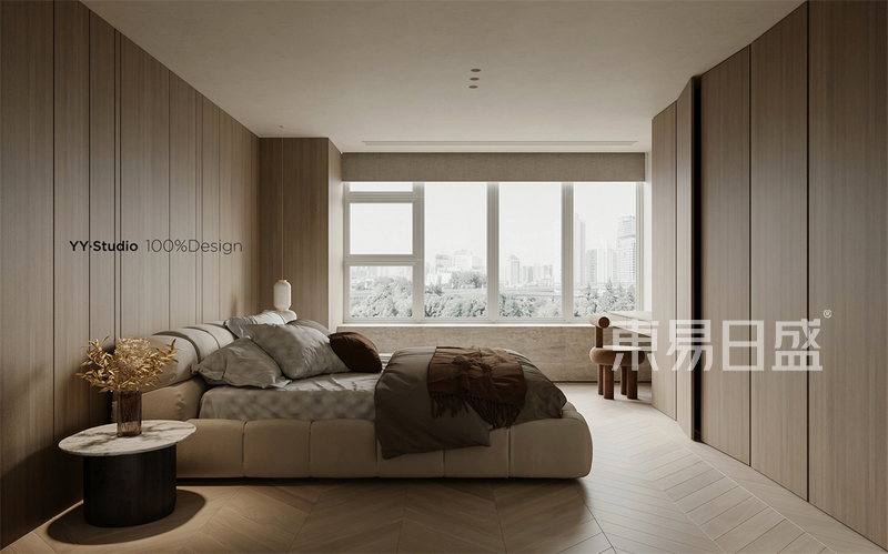 上海浦东东和公寓189平极简风格三居室卧室装修效果图