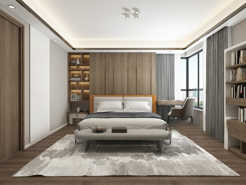 上海东方曼哈顿140平现代简约风格住宅卧室装修效果图