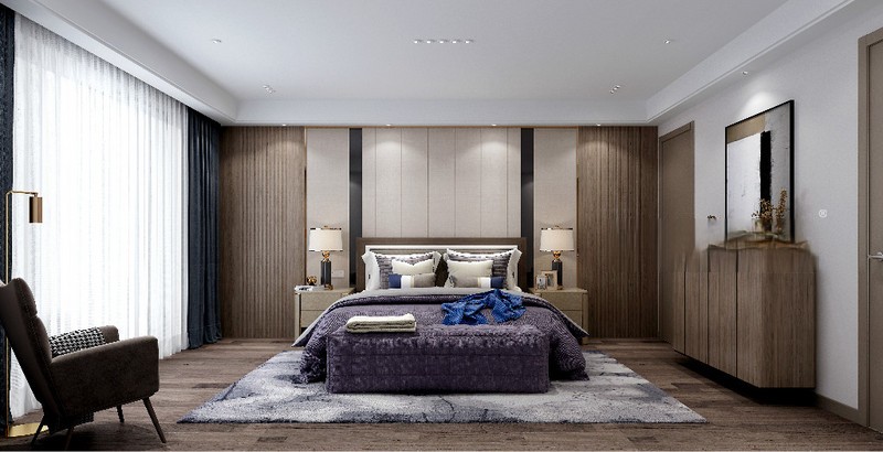上海翠庭220平现代前卫风格住宅卧室装修效果图