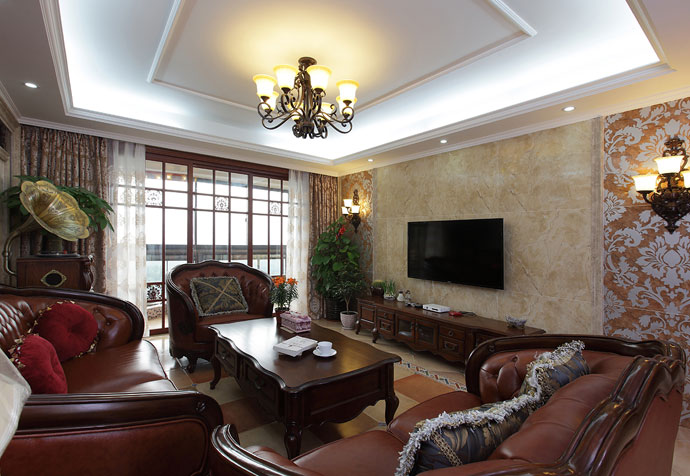 浦东新区国际华城117平欧式风格公寓装修效果图