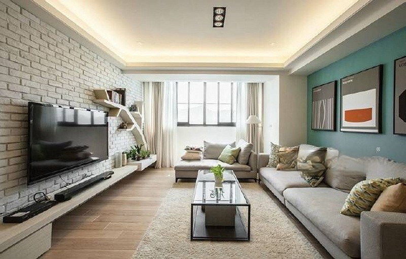 上海保利城105平北欧风格住宅客厅装修效果图