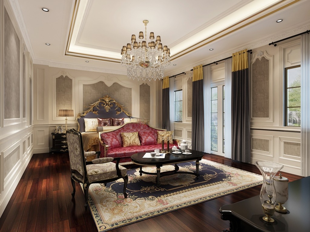 嘉定区西上海君庭600平美式风格独栋别墅卧室装修效果图