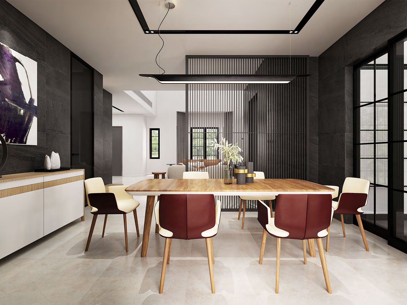 浦东汤臣高尔夫420平现代风格独栋别墅餐厅装修效果图