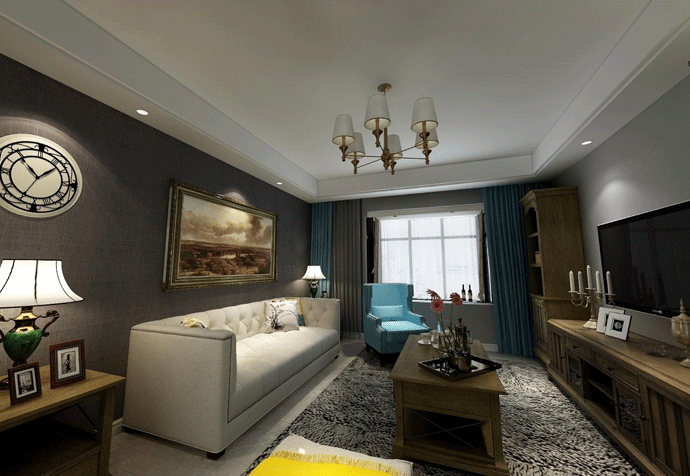 青浦区海上湾华庭125 平欧式风格公寓装修效果图