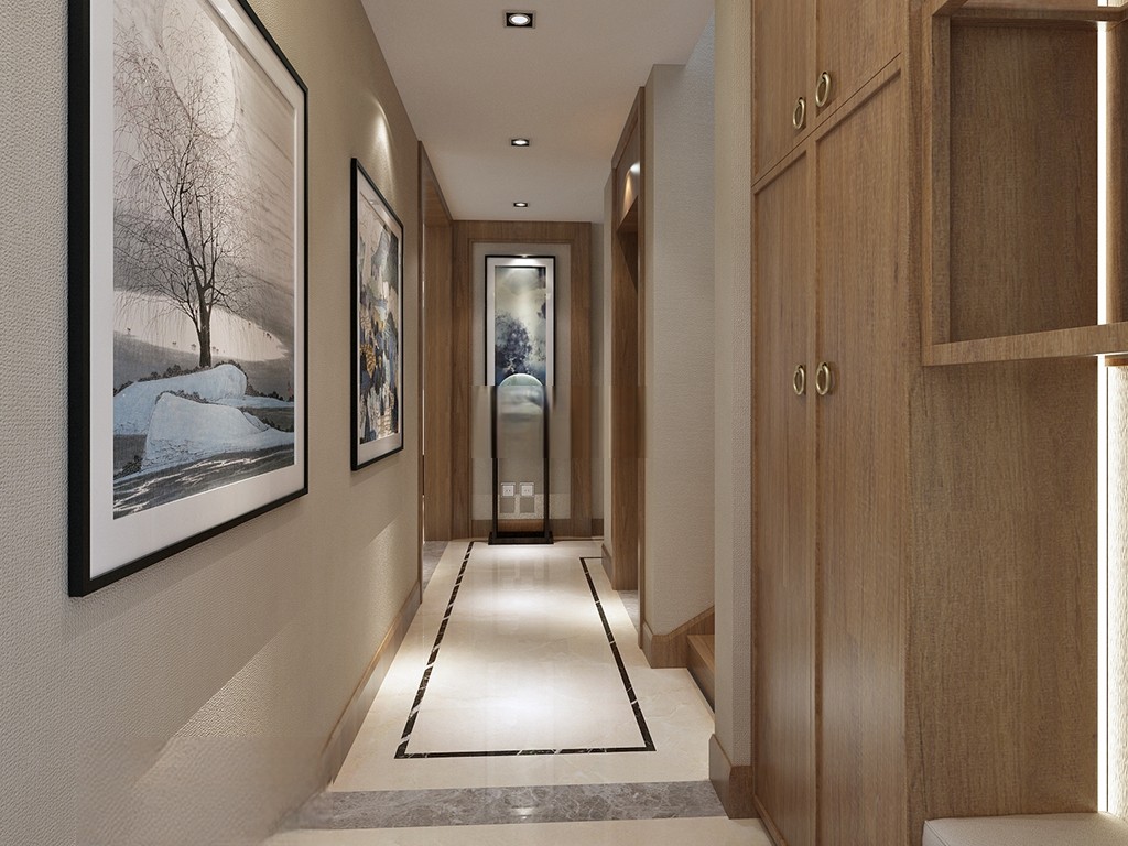 江宁区南京富力400平现代风格联排别墅走廊装修效果图