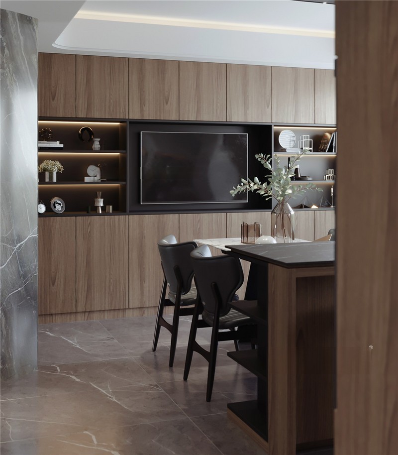 上海海逸公寓130平现代简约风格二居室餐厅装修效果图