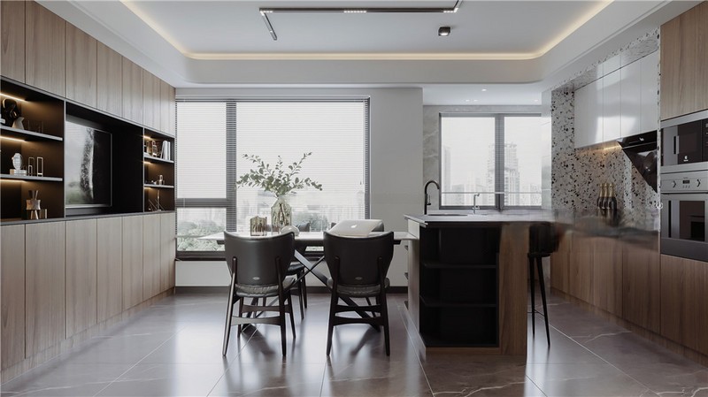 上海海逸公寓130平现代简约风格二居室餐厅装修效果图