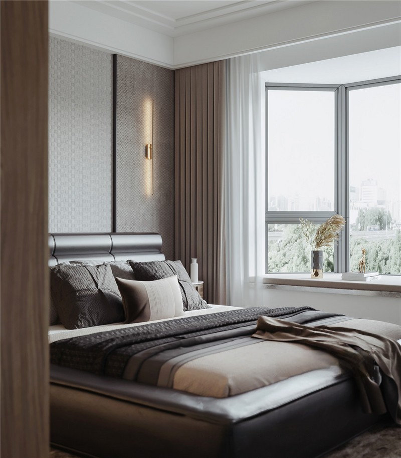 上海海逸公寓130平现代简约风格二居室卧室装修效果图