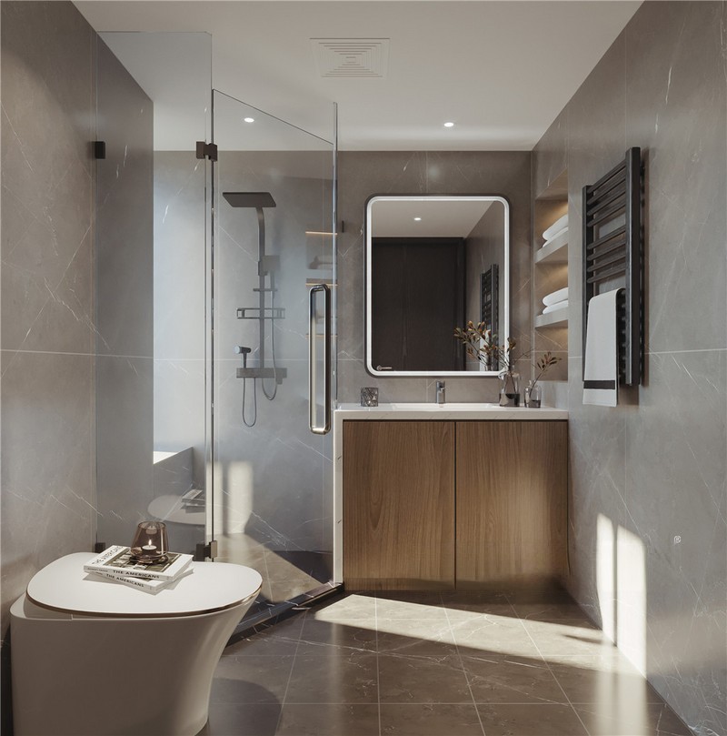 上海海逸公寓130平现代简约风格二居室卫生间装修效果图