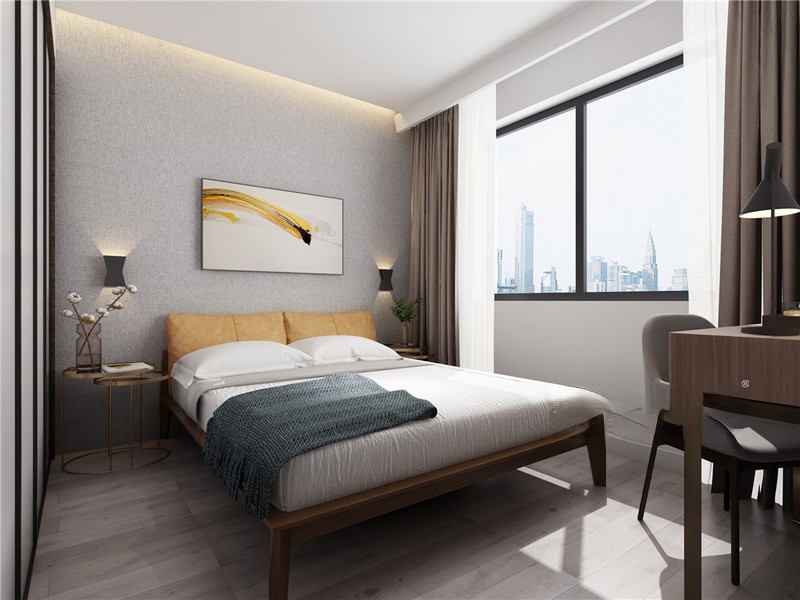 上海昱龙家园100平现代简约风格住宅卧室装修效果图