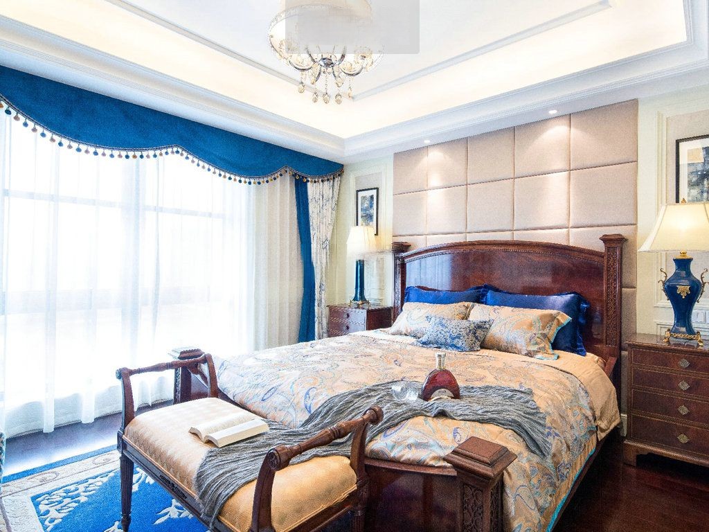 浦东绿城上海御园180平地中海风格大平层卧室装修效果图