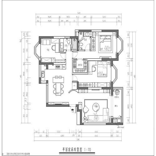 上海海逸公寓130平二居室户型图