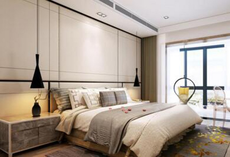 上海名门滨江苑128平现代简约风格住宅卧室装修效果图