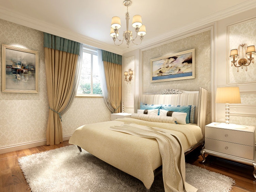 昆山市恒海国际450平欧式风格联排别墅卧室装修效果图
