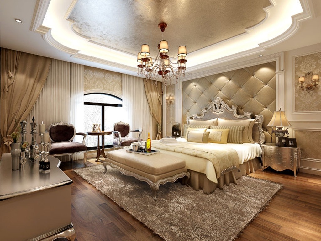 昆山市恒海国际450平欧式风格联排别墅卧室装修效果图