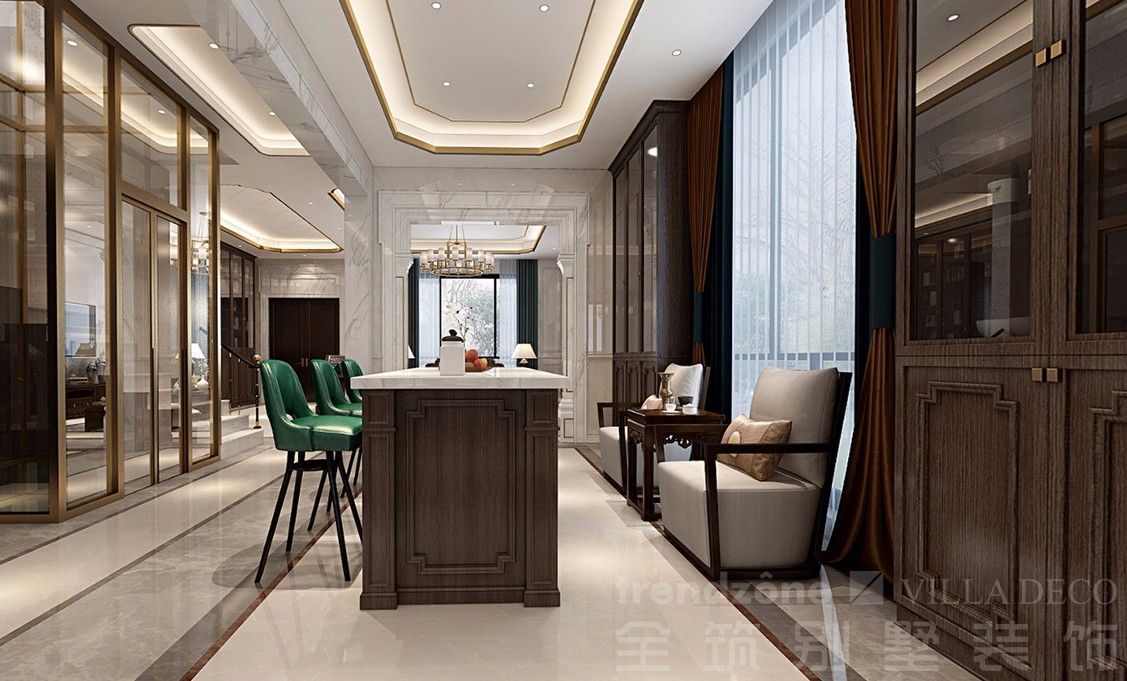 普陀区中海紫御豪庭680新中式别墅餐厅装修效果图