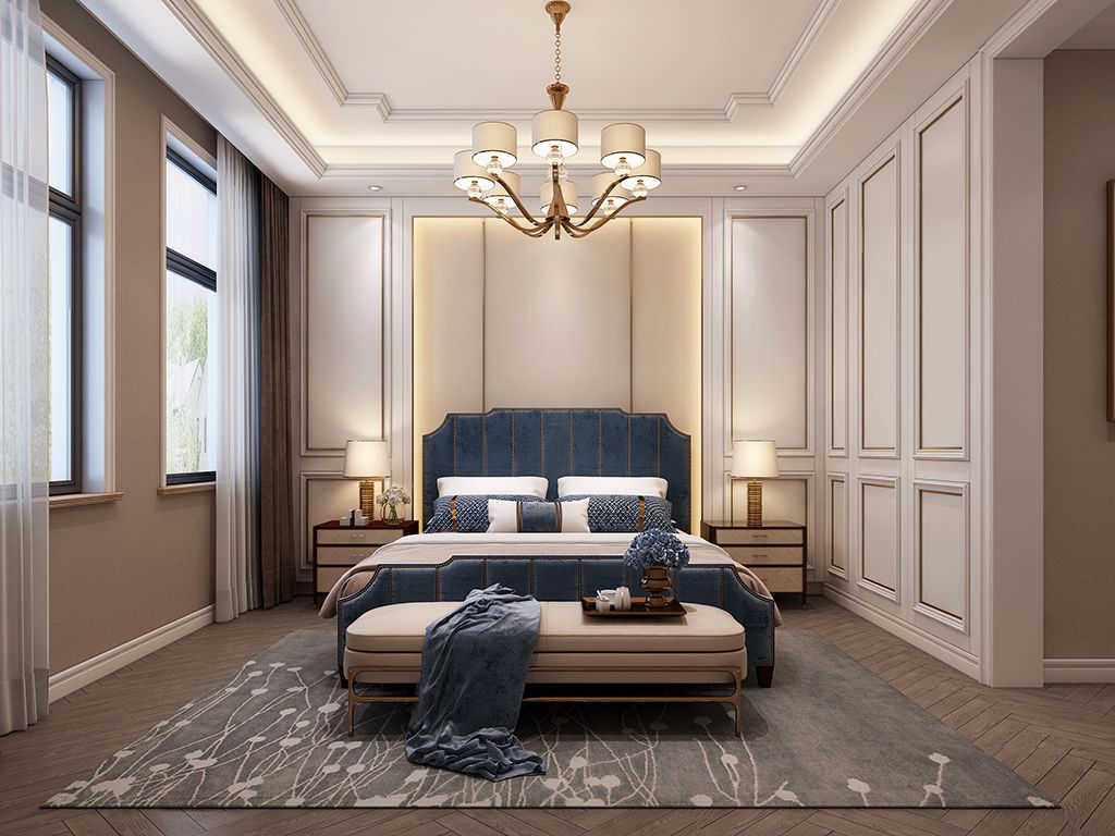 宝山区宫园巧筑200平欧式风格独栋别墅卧室装修效果图