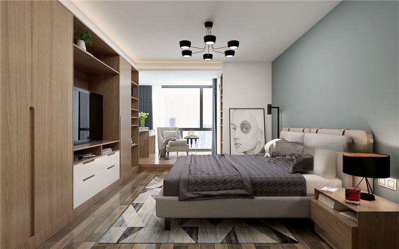 上海禹州国际75平现代简约风格Loft卧室装修效果图