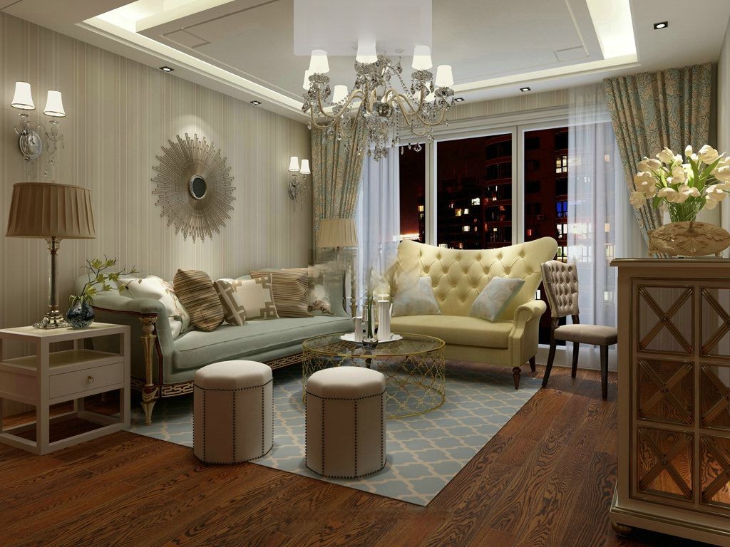 崇明区300平新古典风格大平层客厅装修效果图