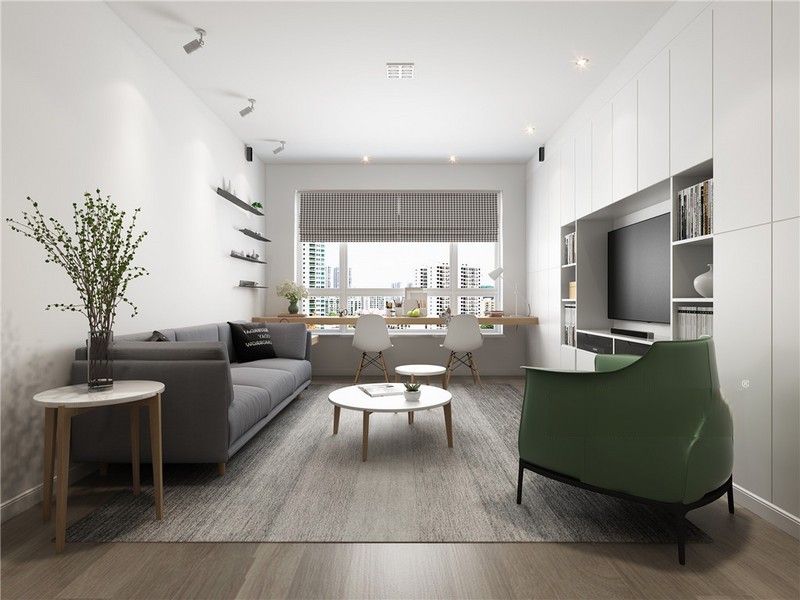 上海虹桥豪苑108平现代简约风格住宅客厅装修效果图