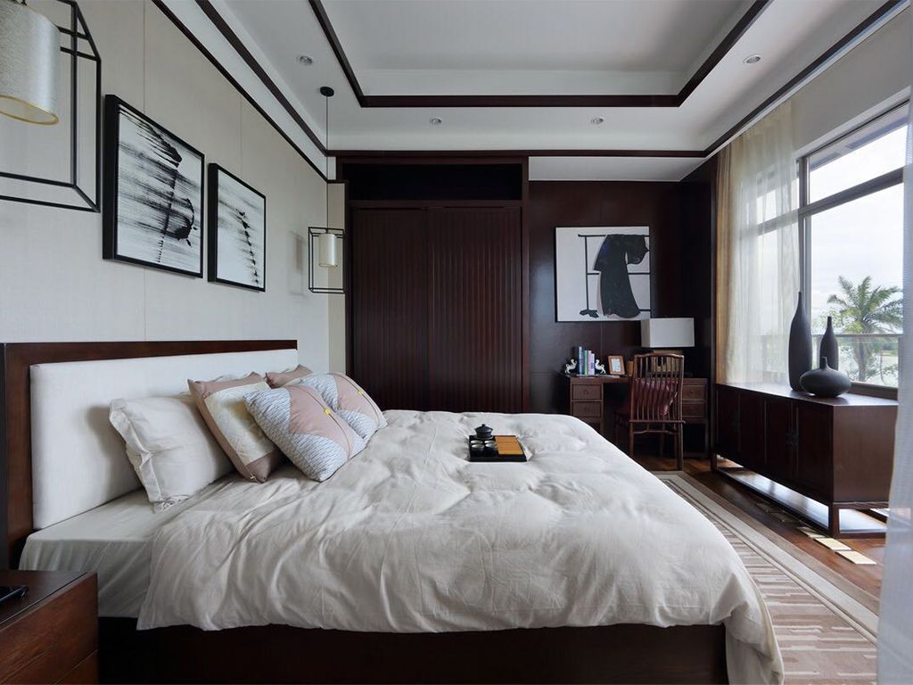 杨浦区橡树湾270平现代轻奢风格联排别墅卧室装修效果图
