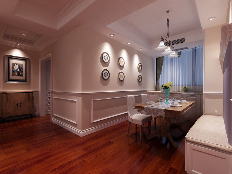 上海智荟苑146平美式风格三居室餐厅装修效果图