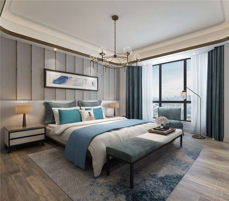上海华山丽苑265平现代简约风格住宅卧室装修效果图