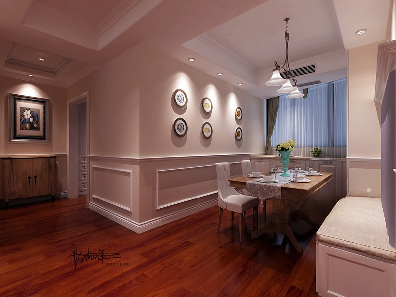 上海智荟苑146平美式风格三居室餐厅装修效果图