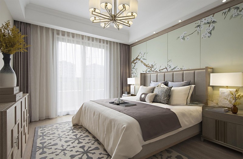 上海赞成林风180平新中式风格复式卧室装修效果图
