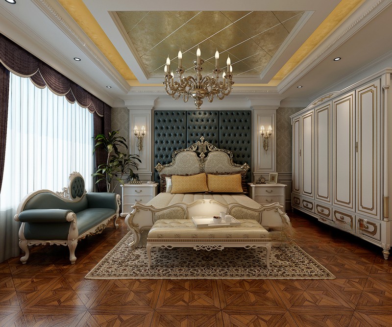 上海冠景别墅352平欧式古典风格别墅卧室装修效果图
