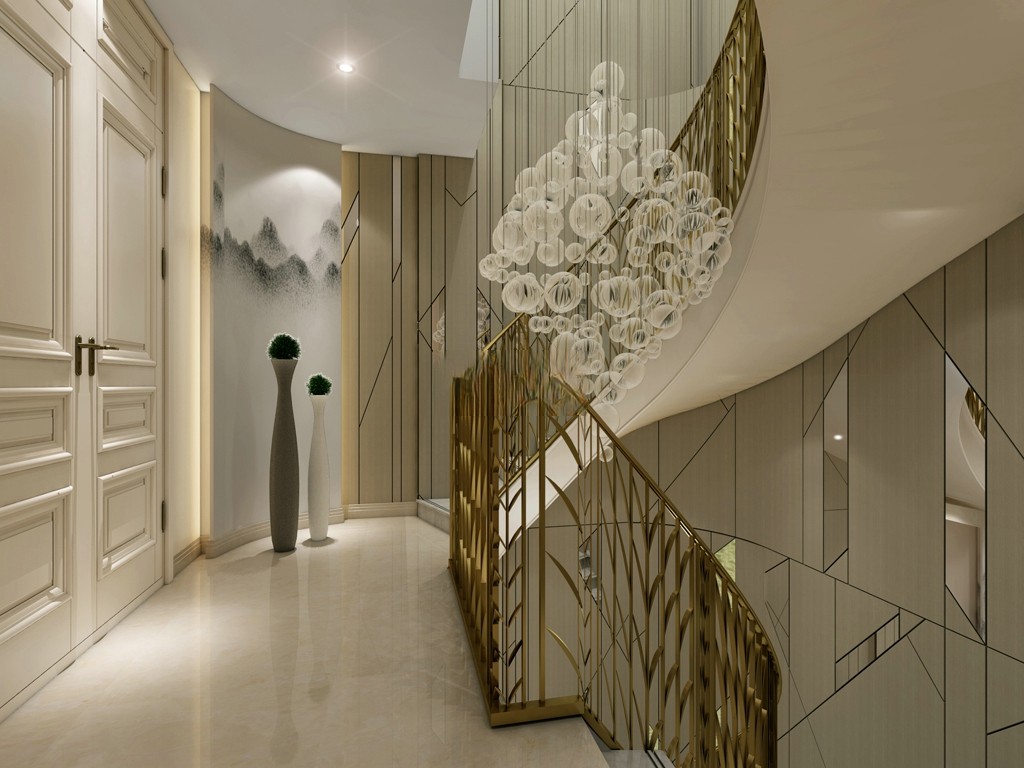 嘉兴曼哈顿花园500平现代风格联排别墅客厅装修效果图