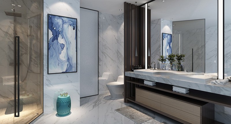 上海中星家园280平新中式风格别墅卫生间装修效果图