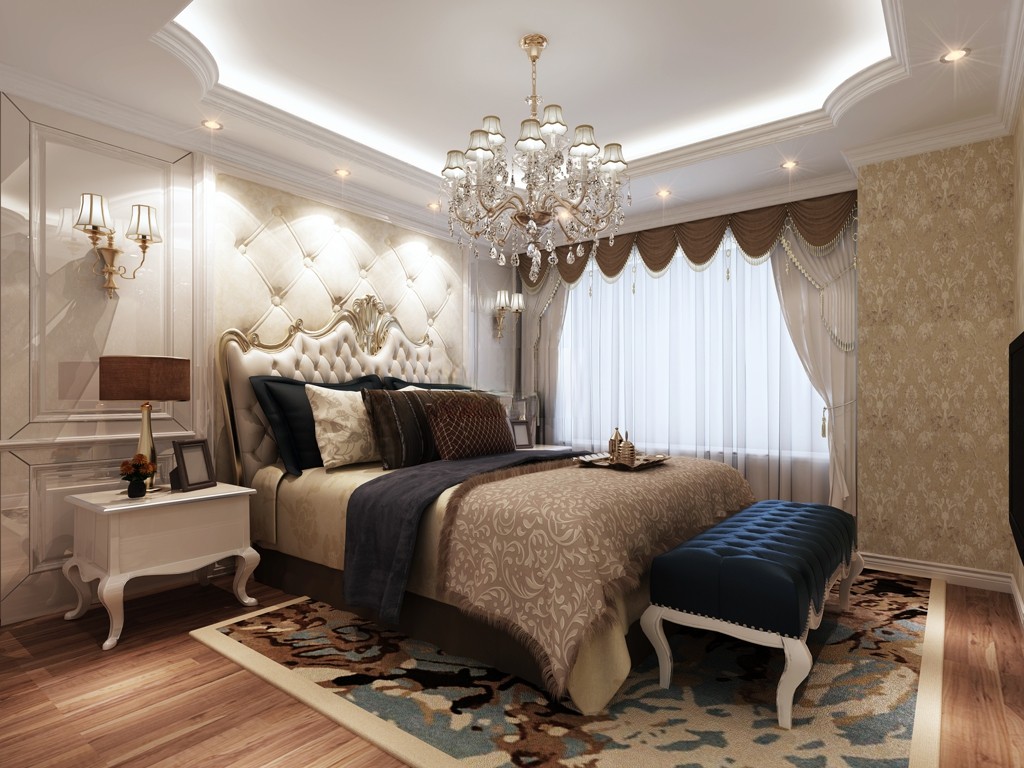 徐汇区尚海湾豪庭200平欧式风格大平层卧室装修效果图