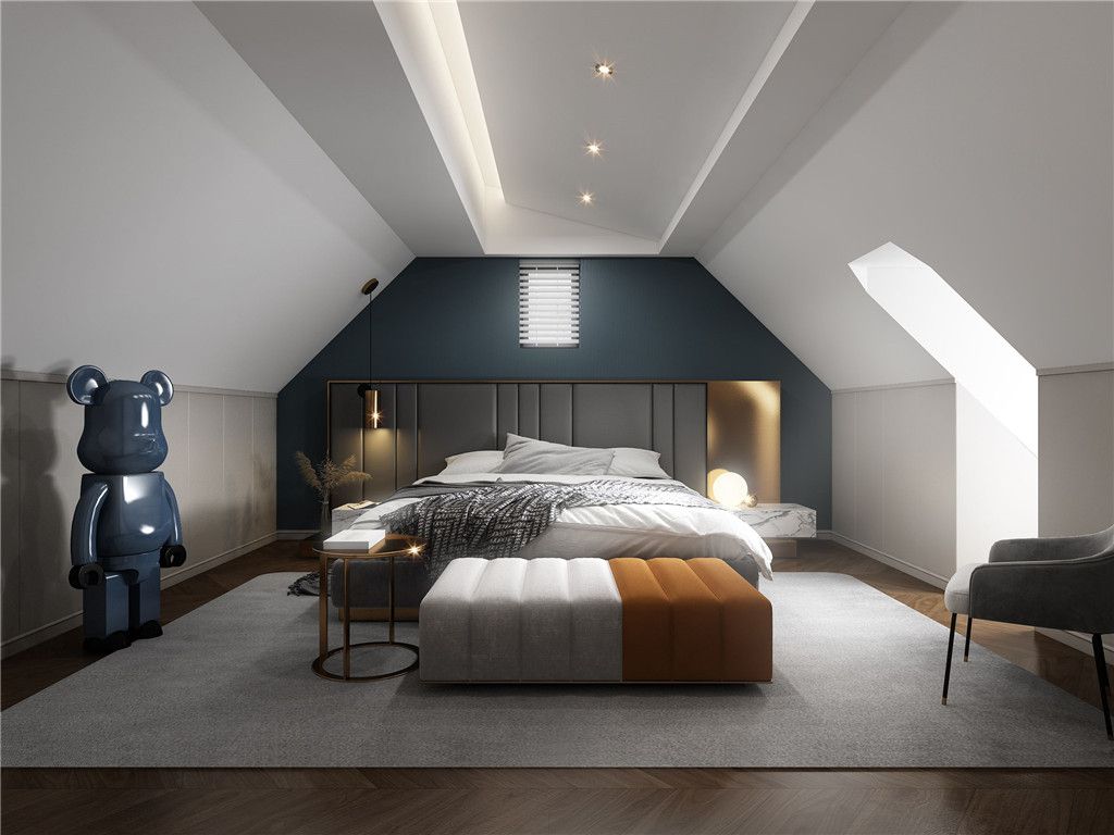 松江区橡树庄园220平欧式风格独栋别墅卧室装修效果图