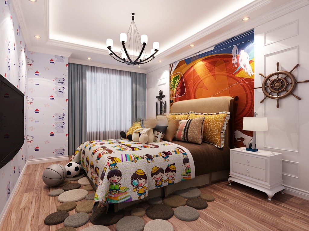 徐汇区尚海湾豪庭200平欧式风格大平层儿童房装修效果图