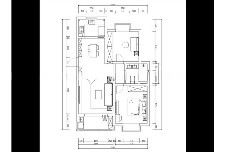杨浦区建设新苑98平现代风格二居室装修效果图