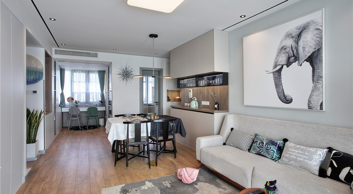 浦东新区合生高尔夫公寓104平北欧风格两室两厅装修效果图